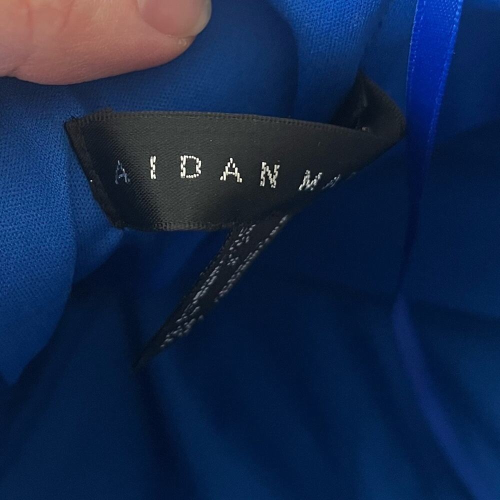 Aidan Mattox Strapless Pleated Metallic Jacquard Dress Size 6 Royal Blue - Picture 5 of 9